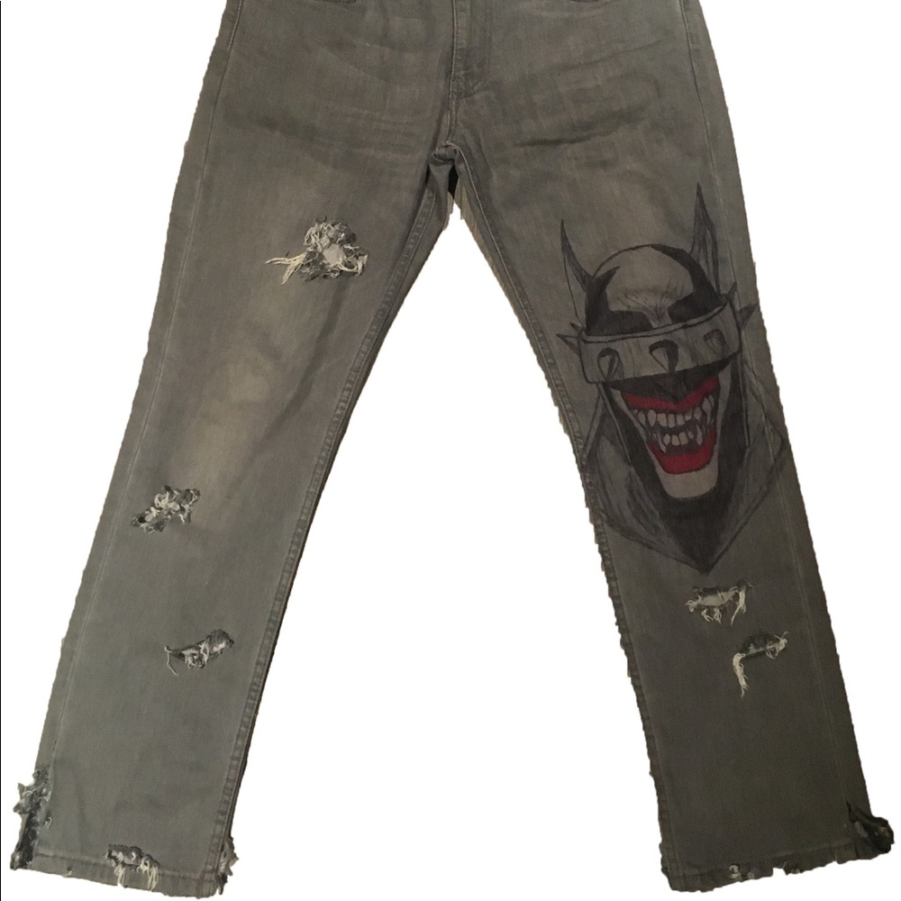 Hand Painted “The Batman who Laughs” denim